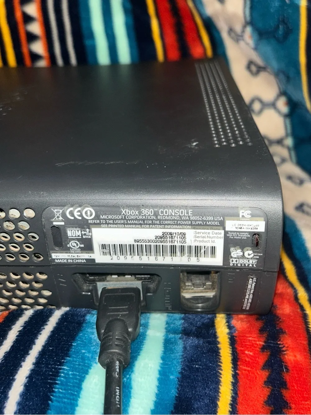 X-Box 360 Console includes Game, Cords & 2 Remotes